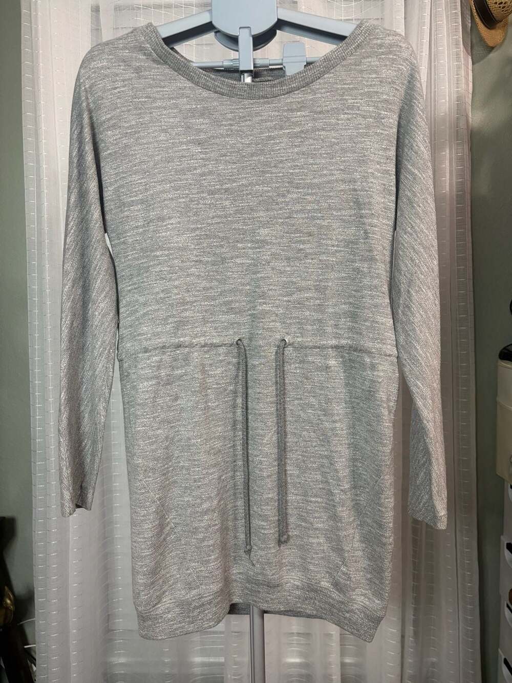 rag & bone Knit Gray Drawstring Waist Long Sleeve Sweatshirt Dress Size S